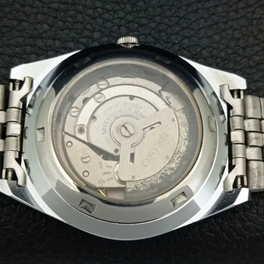 Vintage 1992 Seiko Automatic Mens Silver Watch W/daydate & Green accents - Picture 8 of 10